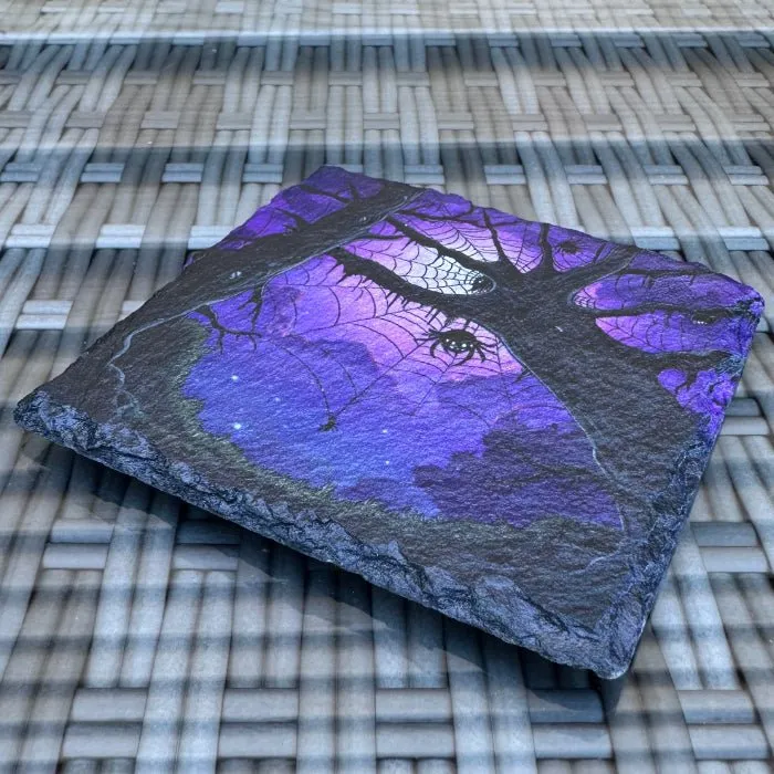 Halloween Slate Coasters - Spider Web