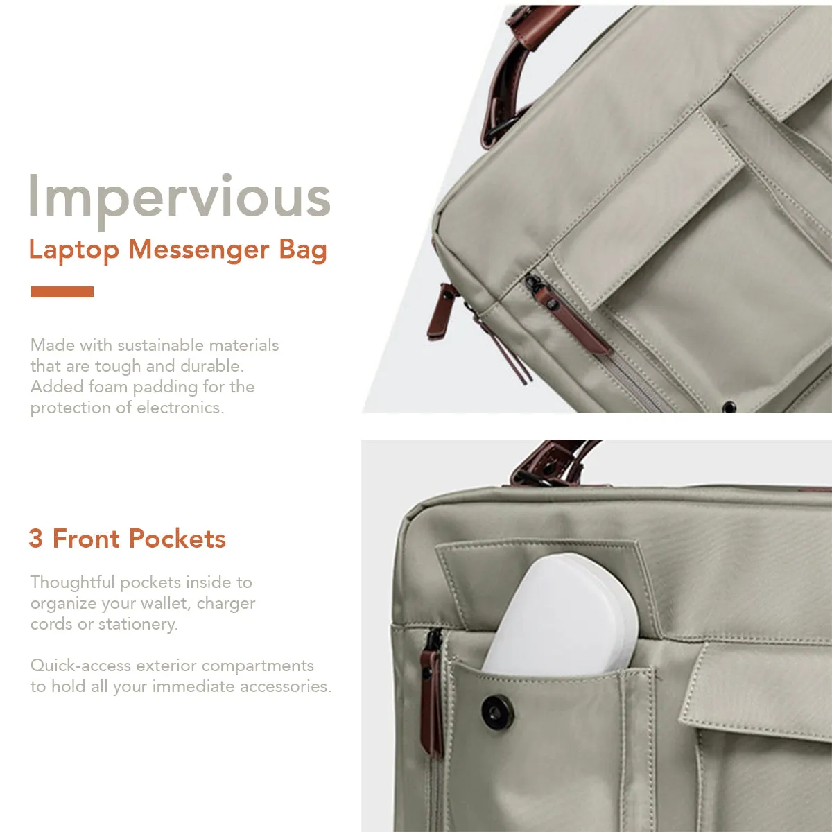 Impervious Laptop Messenger Bag - Limed White