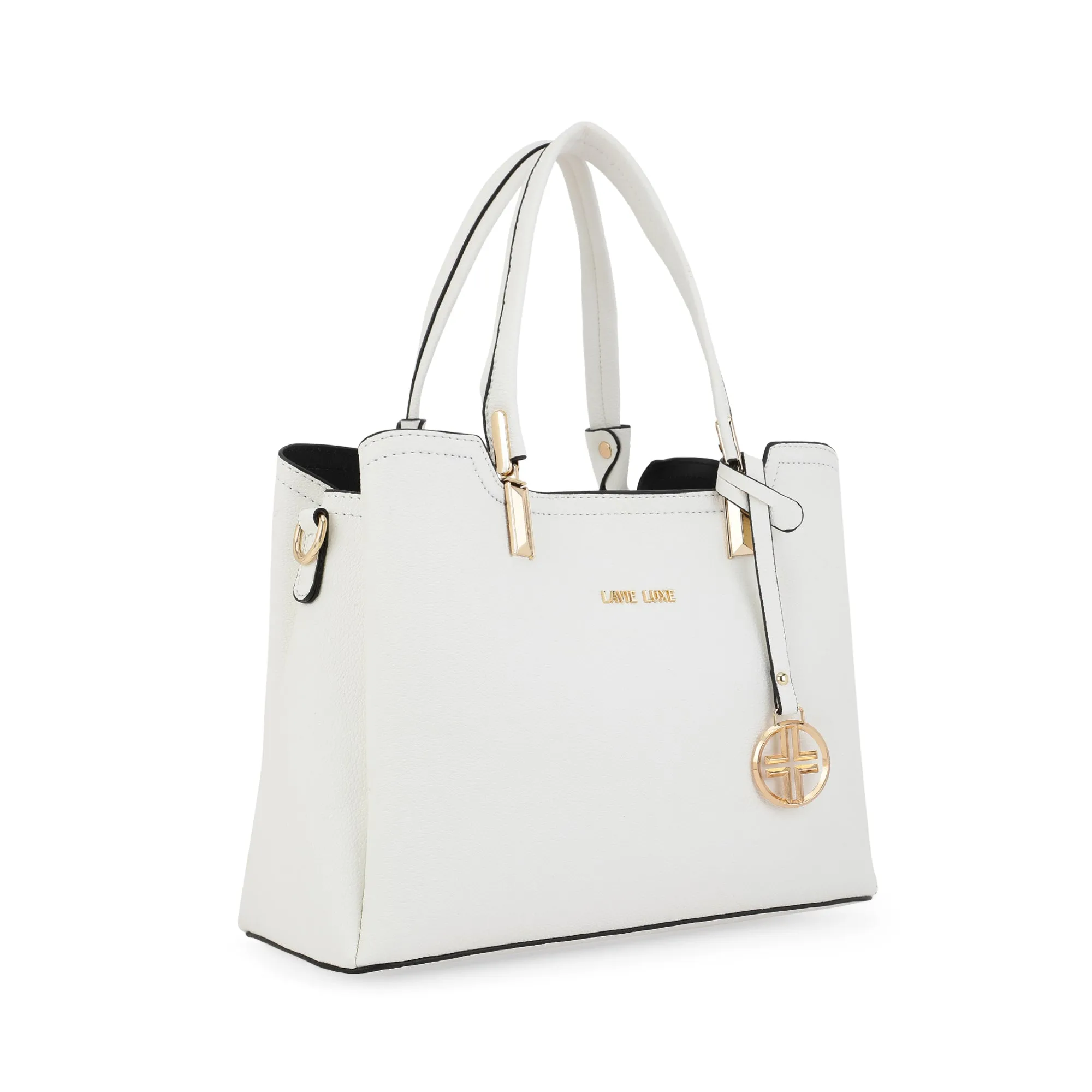 Lavie Luxe Azura Off White Medium Women's 3 Compartment Satchel