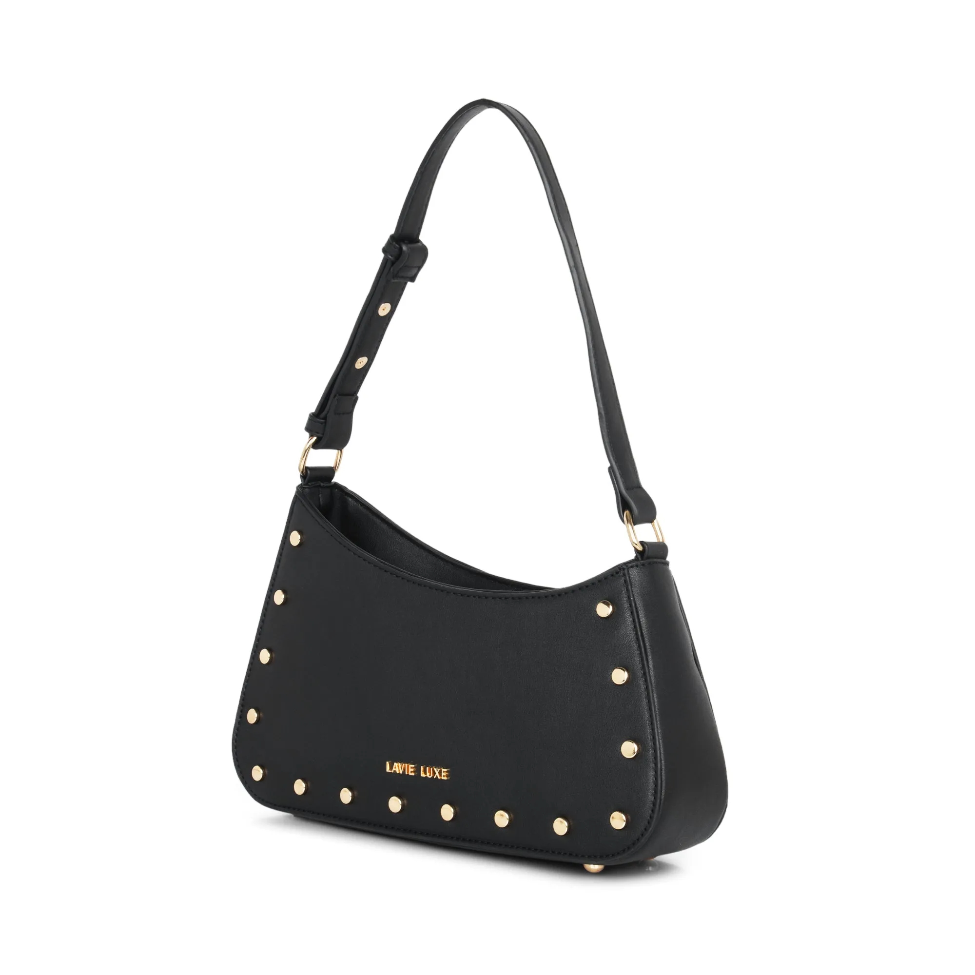 Lavie Luxe Black Small Women's Stud Girl's Hobo Bag