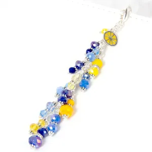 Lemon Planner Charm with Blue & Yellow Crystal Dangle