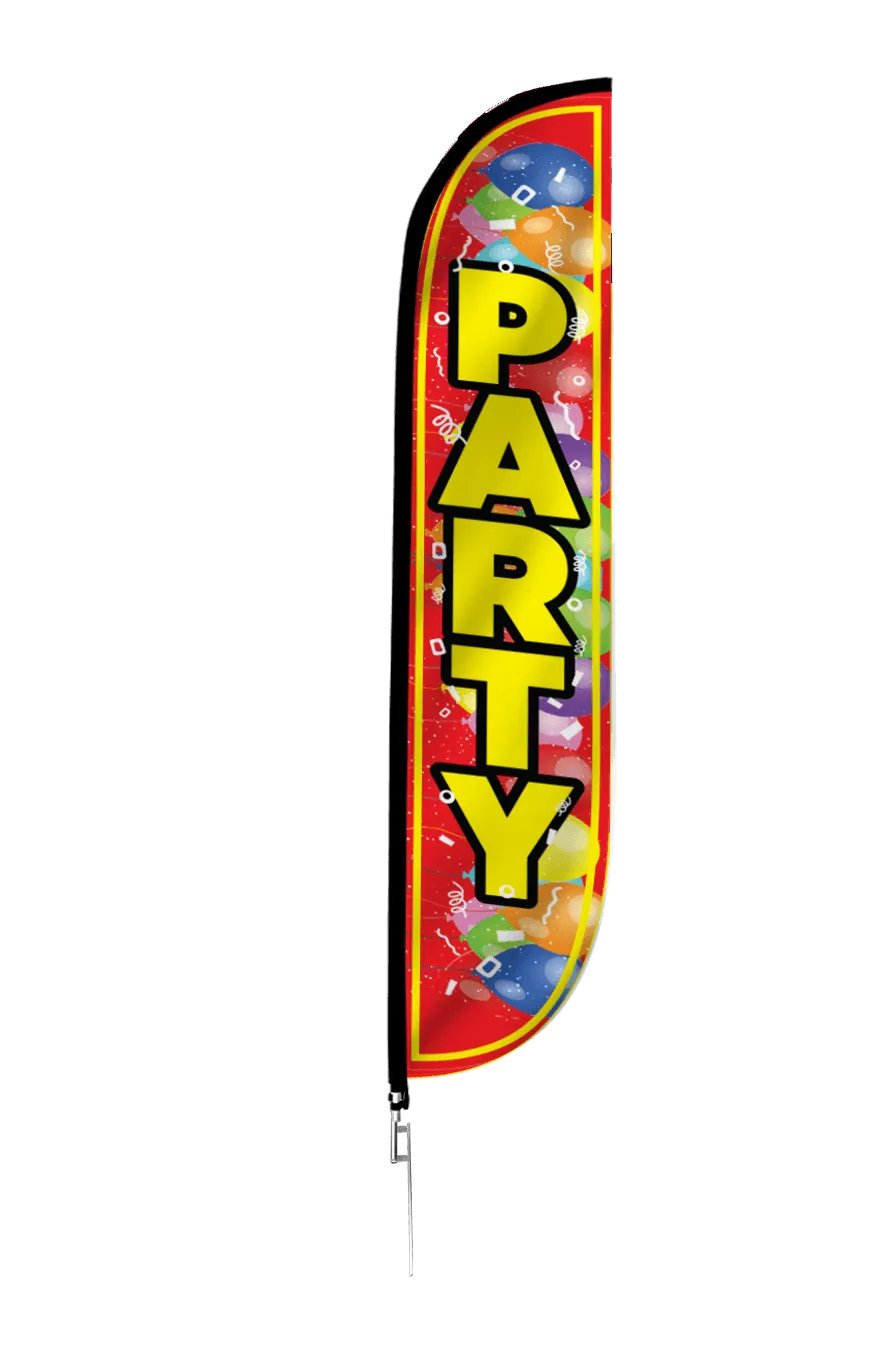 Party Feather Flag with Balloons