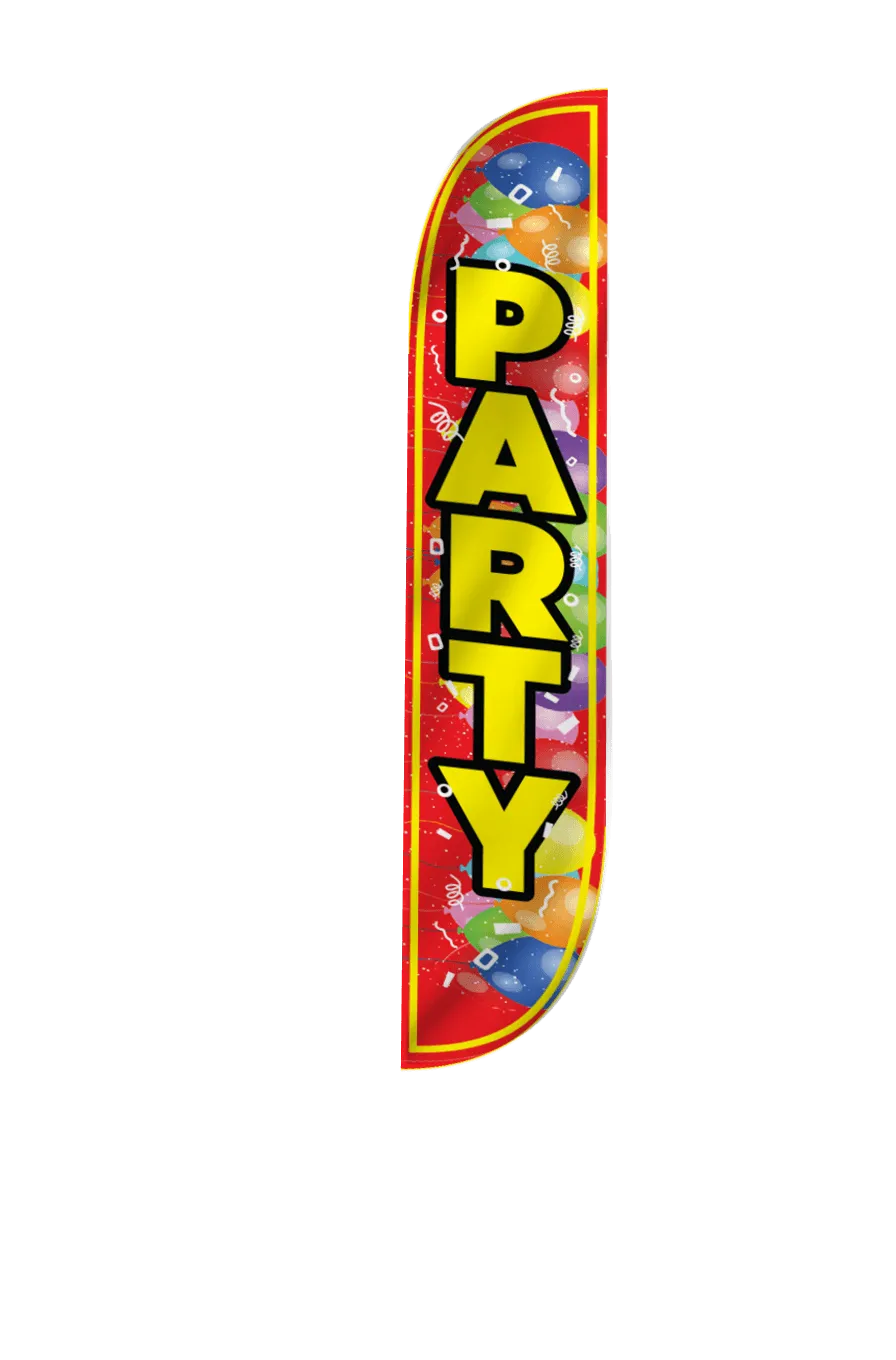 Party Feather Flag with Balloons