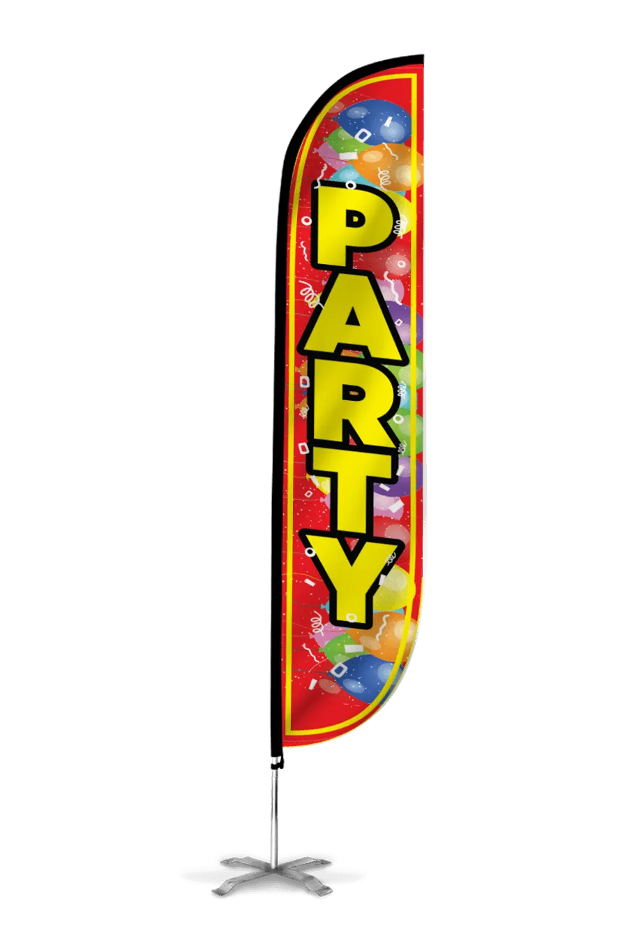 Party Feather Flag with Balloons