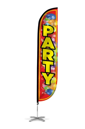 Party Feather Flag with Balloons