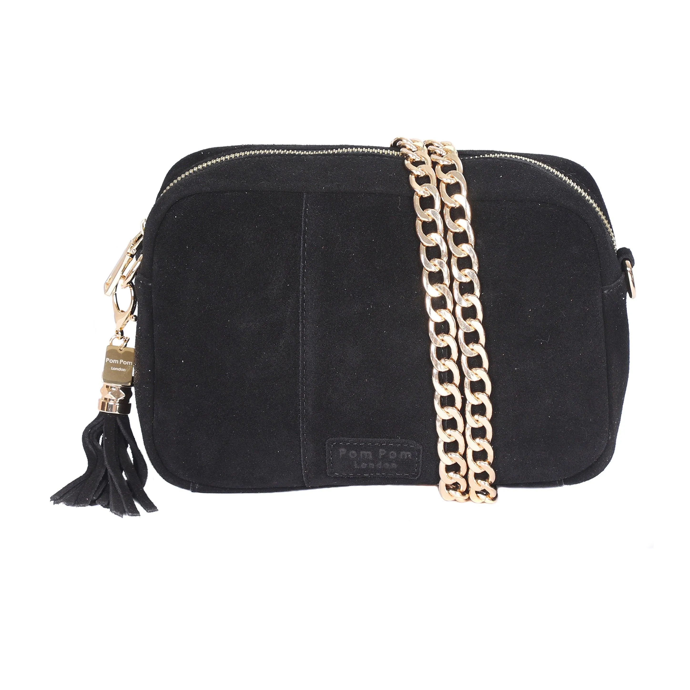 Pom Pom London City Suede Bag Black