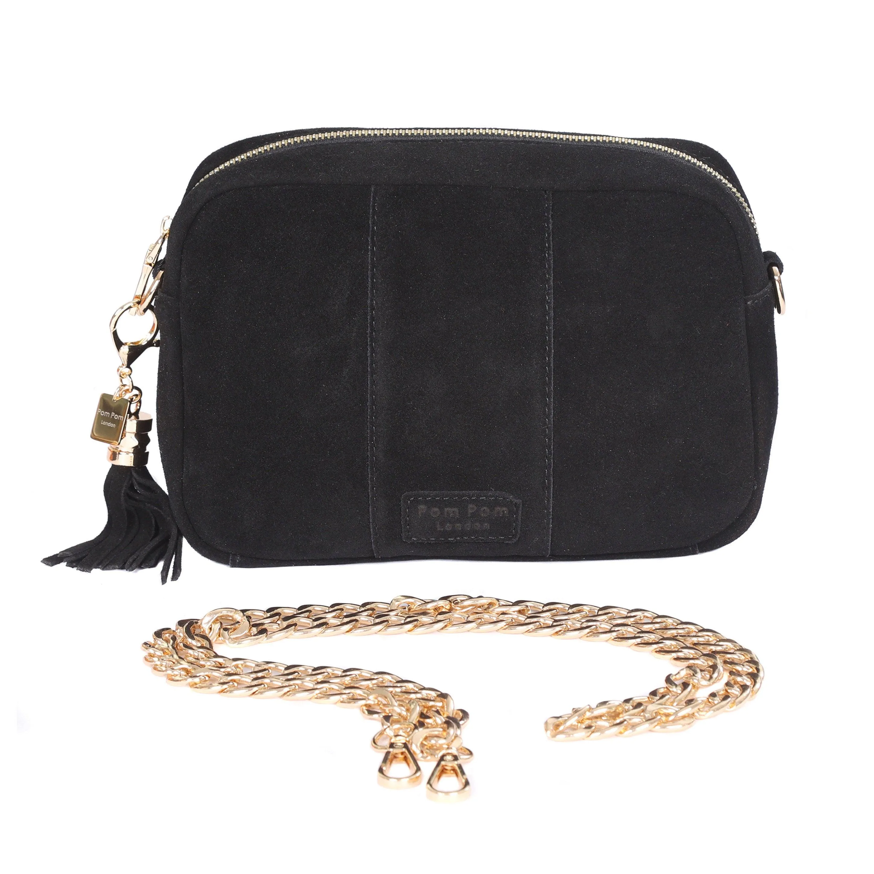 Pom Pom London City Suede Bag Black