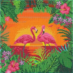 "Fancy Flamingos" Crystal Art Kit 30x30cm