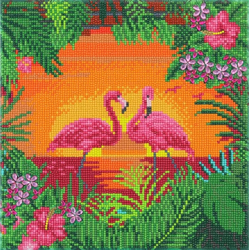 "Fancy Flamingos" Crystal Art Kit 30x30cm