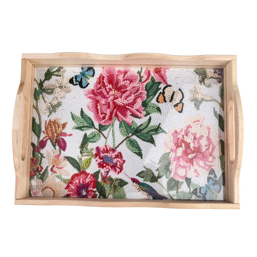 "Floral" Crystal Art MDF Tray - 35cm x 25cm