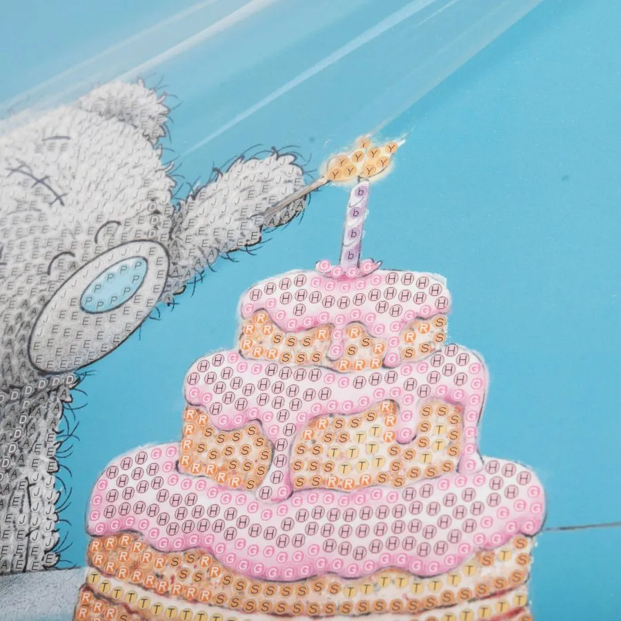 "Happy Birthday" Tatty Teddy Crystal Art Card - 18x18cm