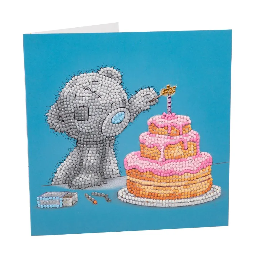 "Happy Birthday" Tatty Teddy Crystal Art Card - 18x18cm