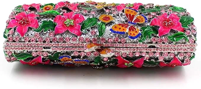 Rose Floral Rhinestone Evening Bag