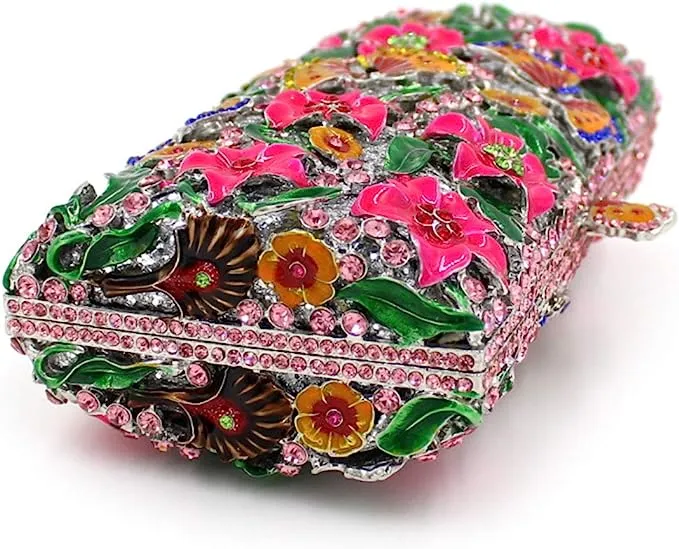 Rose Floral Rhinestone Evening Bag