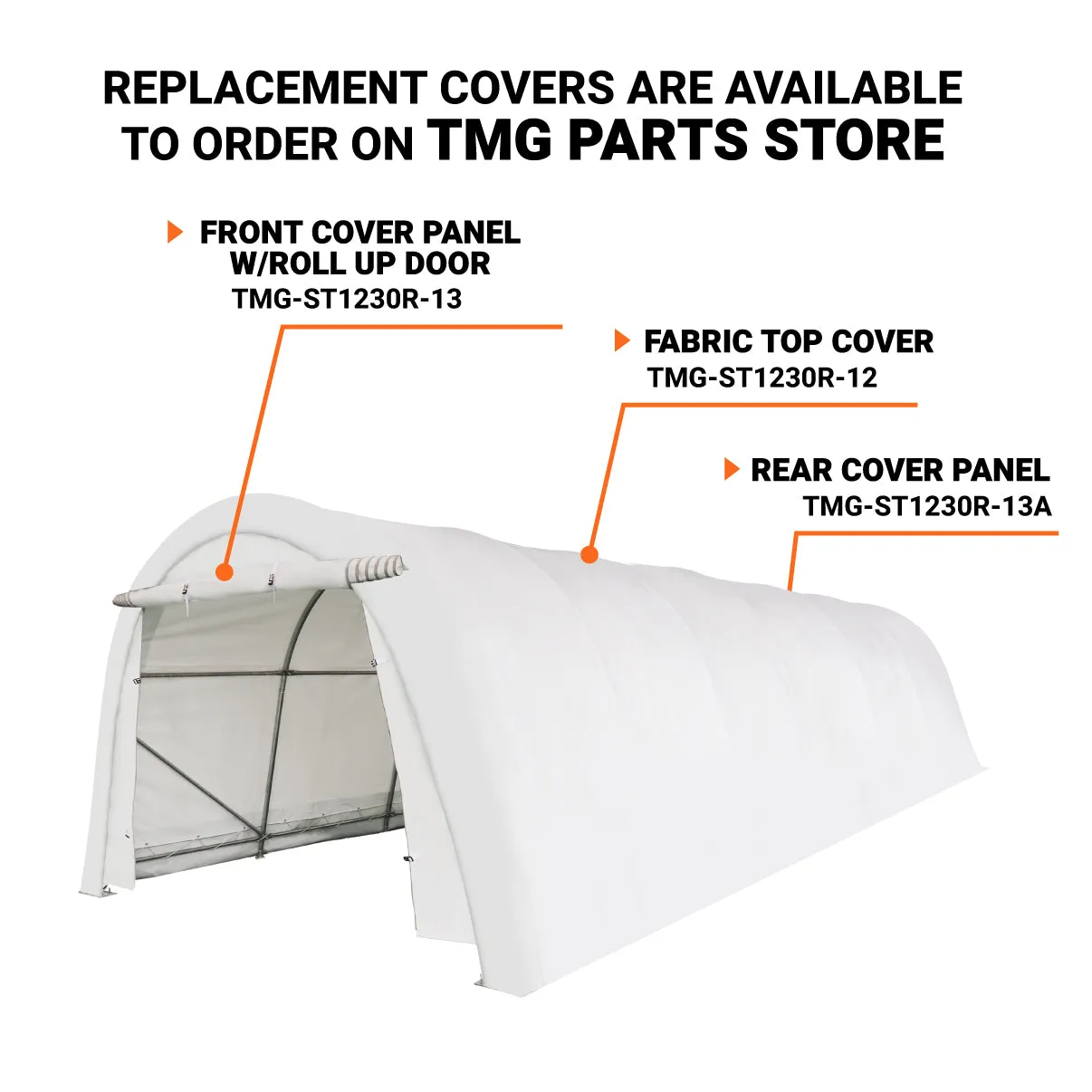 TMG Industrial 12’ x 30’ Car Shelter w/Rounded Roof & Heavy-Duty 11 OZ PE Fabric Cover, Galvanized Steel Frame, Roll-Up Doors, TMG-ST1230R