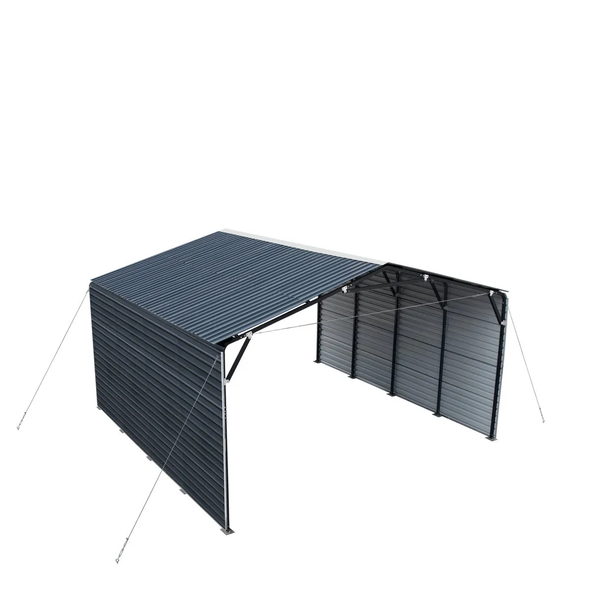 TMG Industrial 20’ x 20’ Metal Shed Carport, 10’ Enclosed Sidewalls, 400 Sq-Ft, 27 GA Corrugated Panels, TMG-MSC2020F