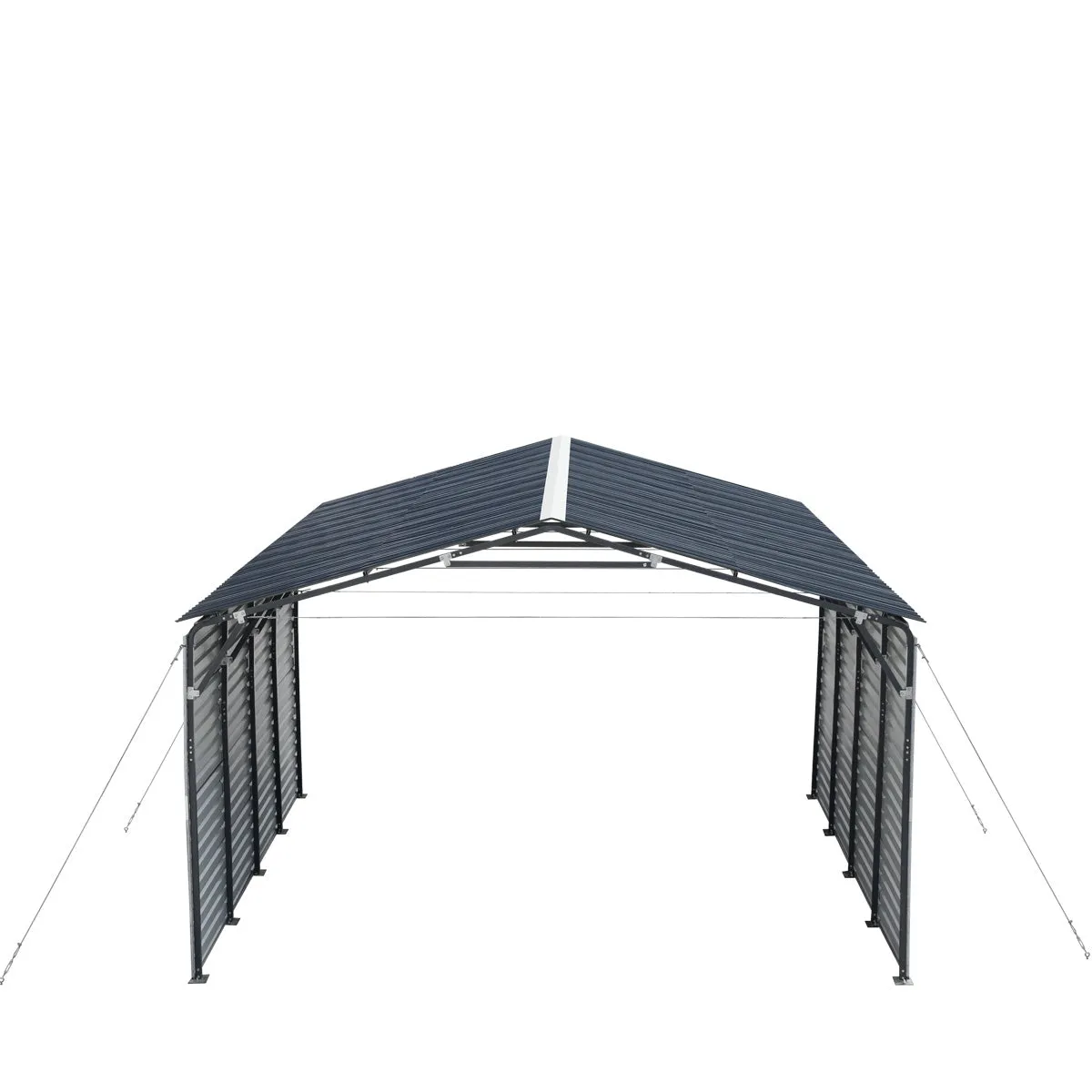 TMG Industrial 20’ x 20’ Metal Shed Carport, 10’ Enclosed Sidewalls, 400 Sq-Ft, 27 GA Corrugated Panels, TMG-MSC2020F