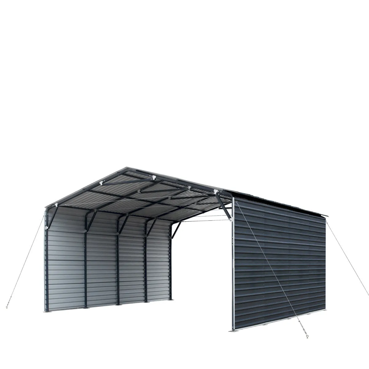 TMG Industrial 20’ x 20’ Metal Shed Carport, 10’ Enclosed Sidewalls, 400 Sq-Ft, 27 GA Corrugated Panels, TMG-MSC2020F