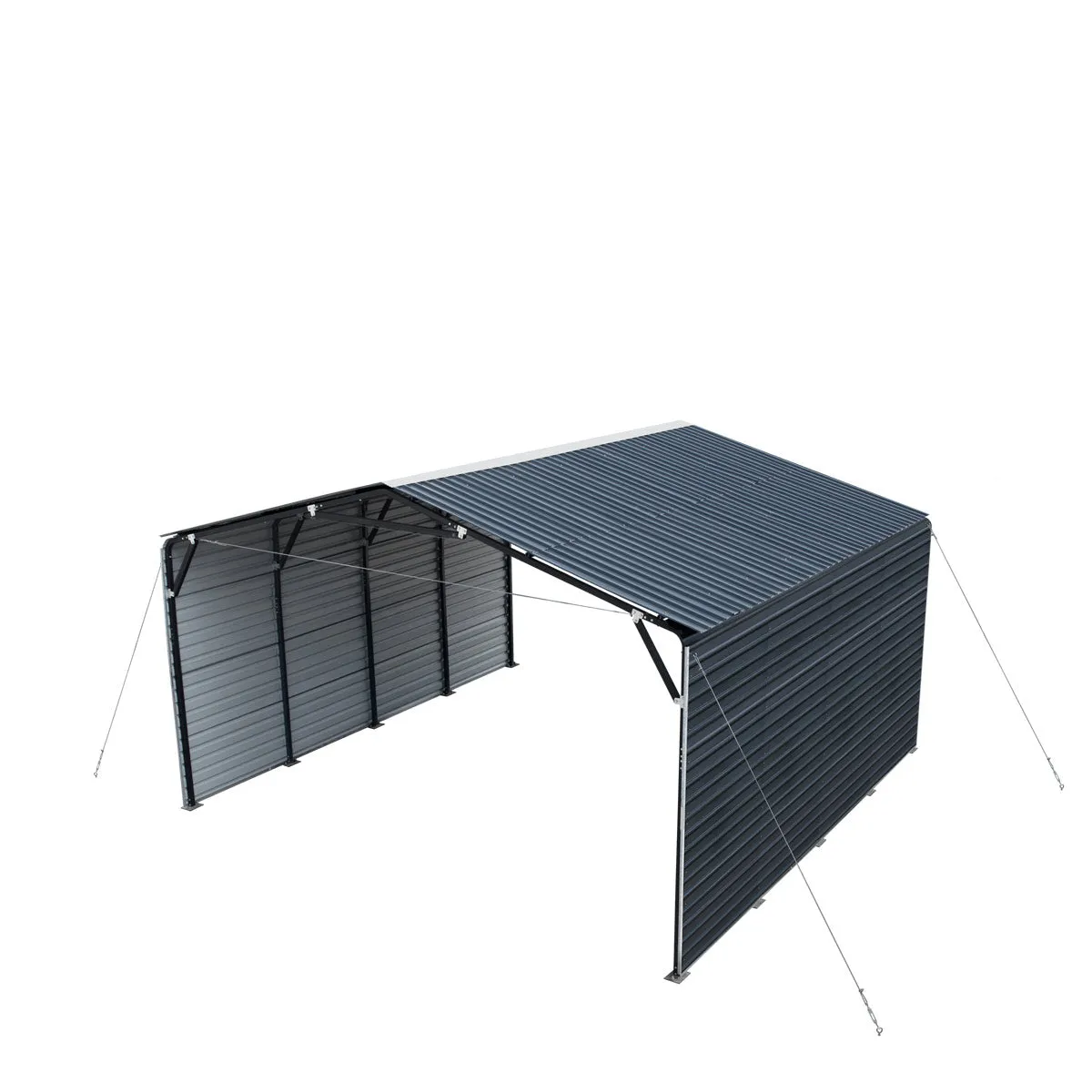 TMG Industrial 20’ x 20’ Metal Shed Carport, 10’ Enclosed Sidewalls, 400 Sq-Ft, 27 GA Corrugated Panels, TMG-MSC2020F