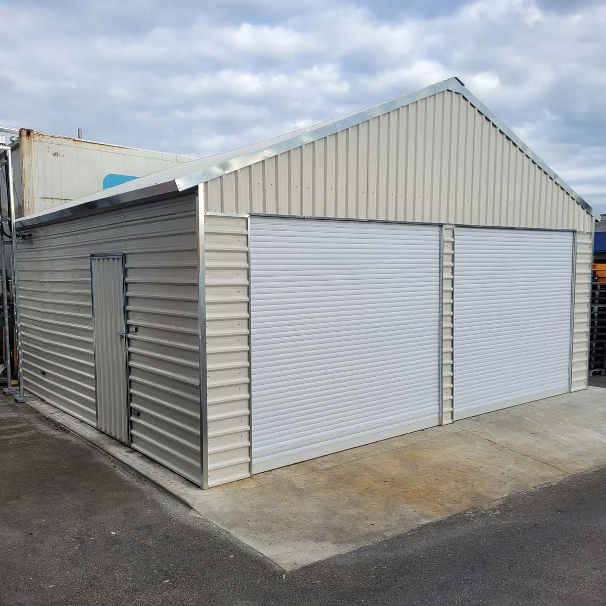 TMG Industrial 21’ x 19’ Double Garage Metal Shed with Side Entry Door, 400 Sq-Ft, 8' Eave Height, 27 GA Corrugated Panels, TMG-MS2119