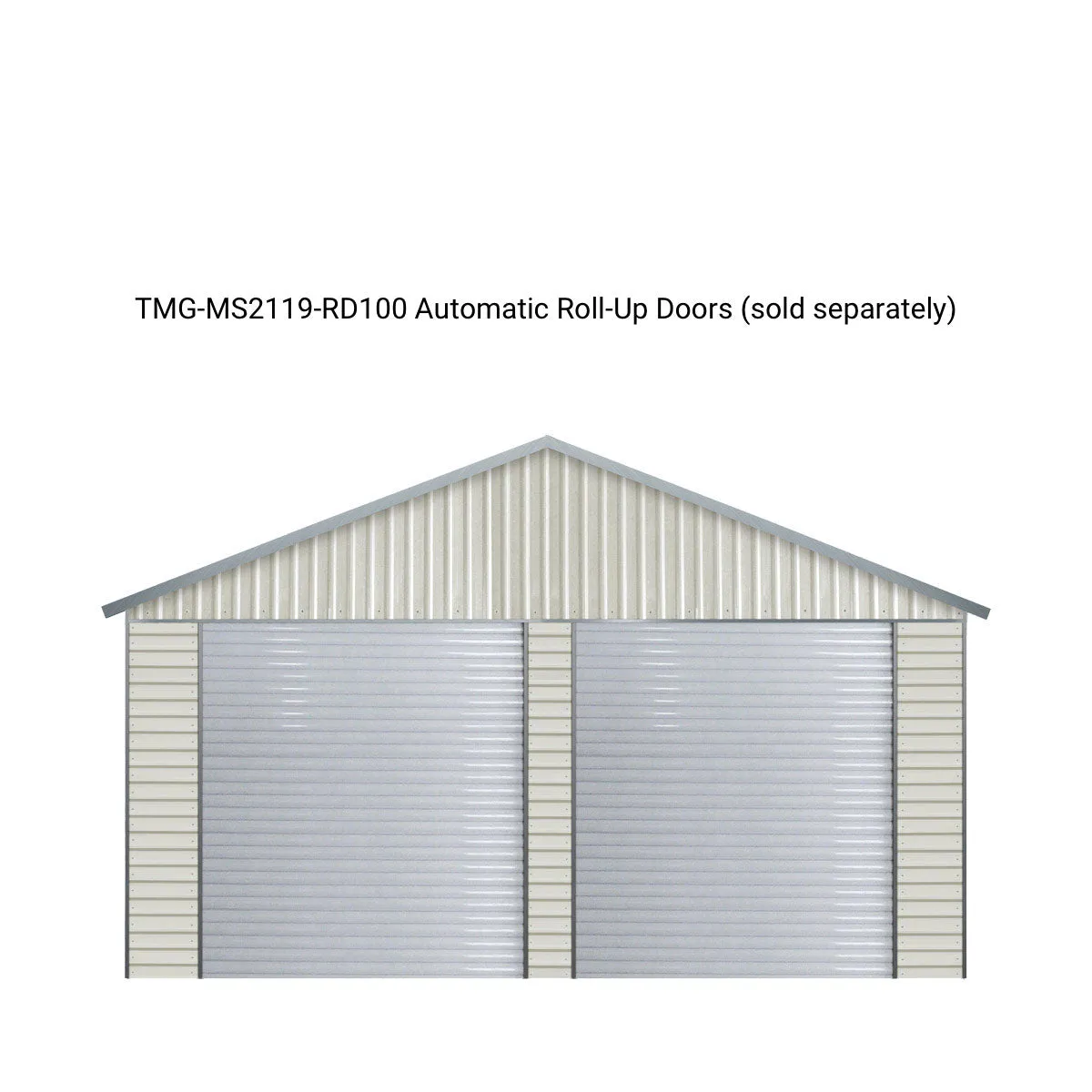 TMG Industrial 21’ x 19’ Double Garage Metal Shed with Side Entry Door, 400 Sq-Ft, 8' Eave Height, 27 GA Corrugated Panels, TMG-MS2119