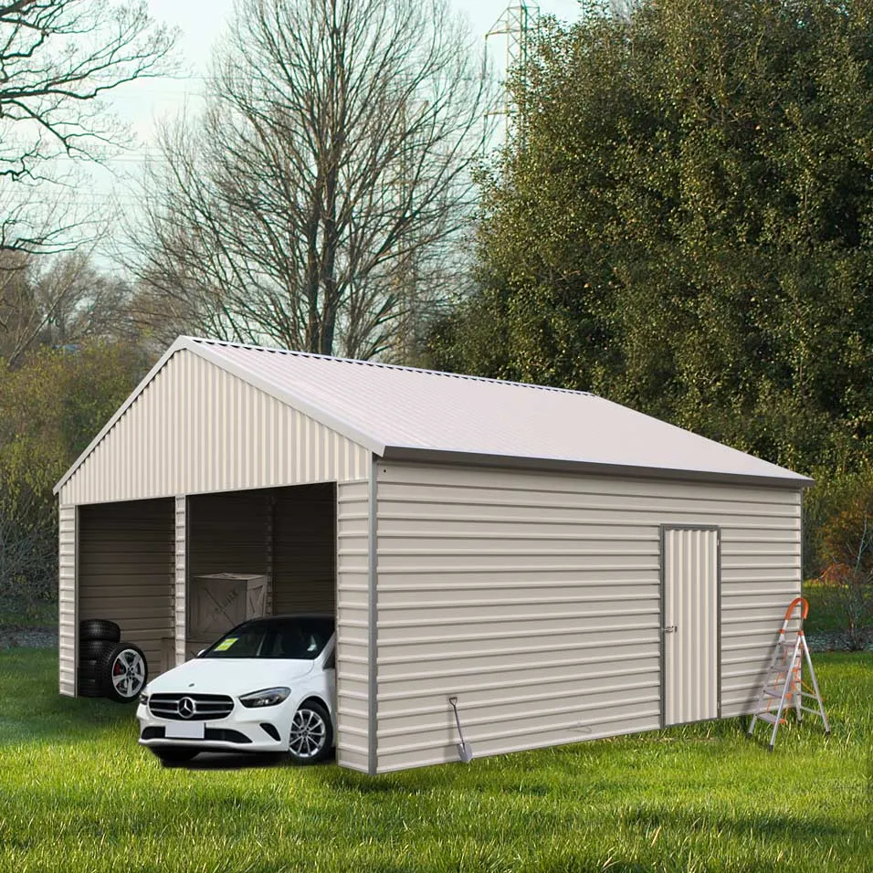 TMG Industrial 21’ x 19’ Double Garage Metal Shed with Side Entry Door, 400 Sq-Ft, 8' Eave Height, 27 GA Corrugated Panels, TMG-MS2119