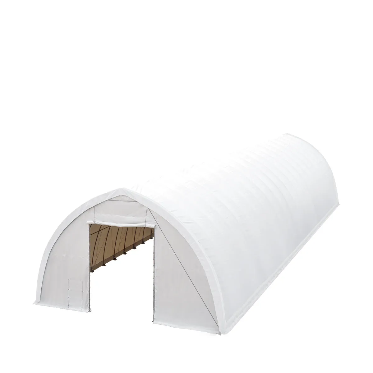 TMG-ST4081V 40' x 80' Peak Ceiling Storage Shelter, Single Truss, 17oz Commercial Grade PVC Cover, 13' Wx 16' H Wide Open Door on Two End Walls