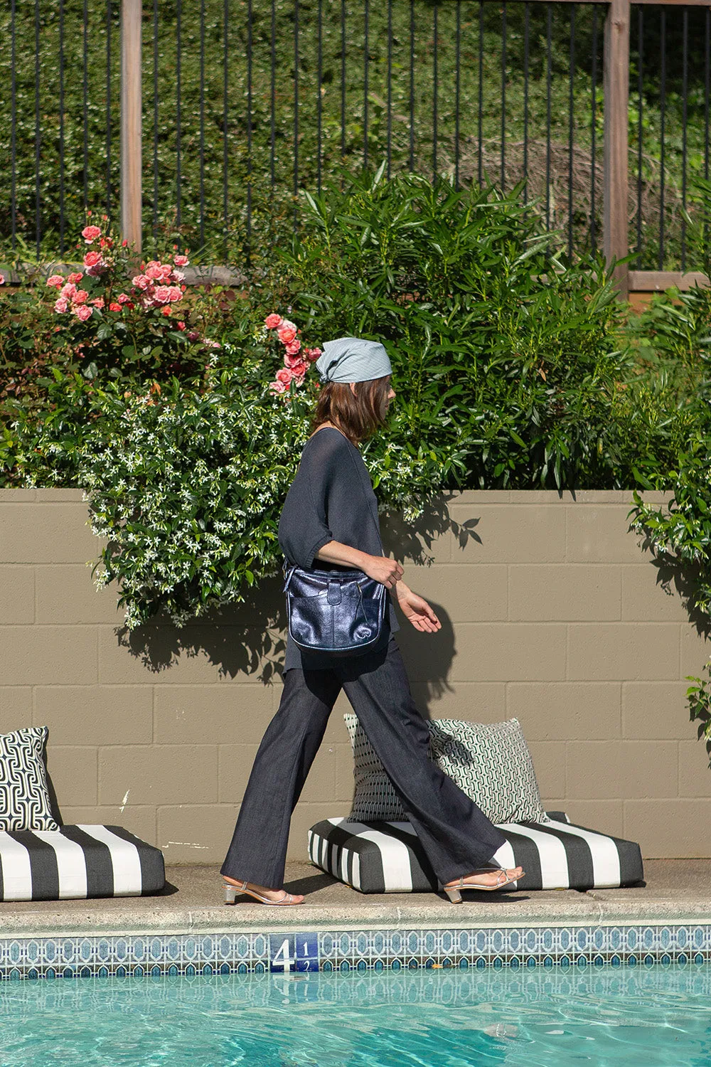 Twiggy Leather Shoulder Bag in Sapphire