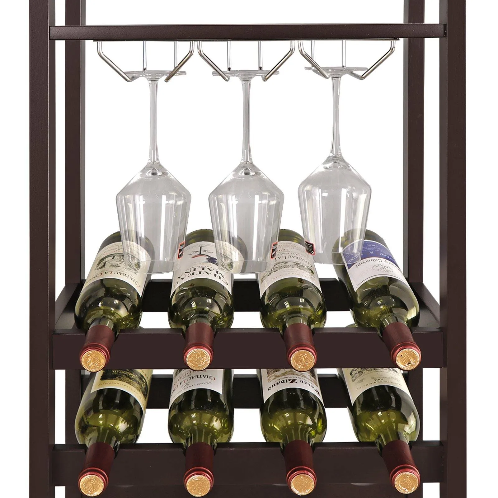 ZENY™ 16-Bottle Natural Bamboo Wine Display Rack, Free Standing Wine Bottles Storage Shelf