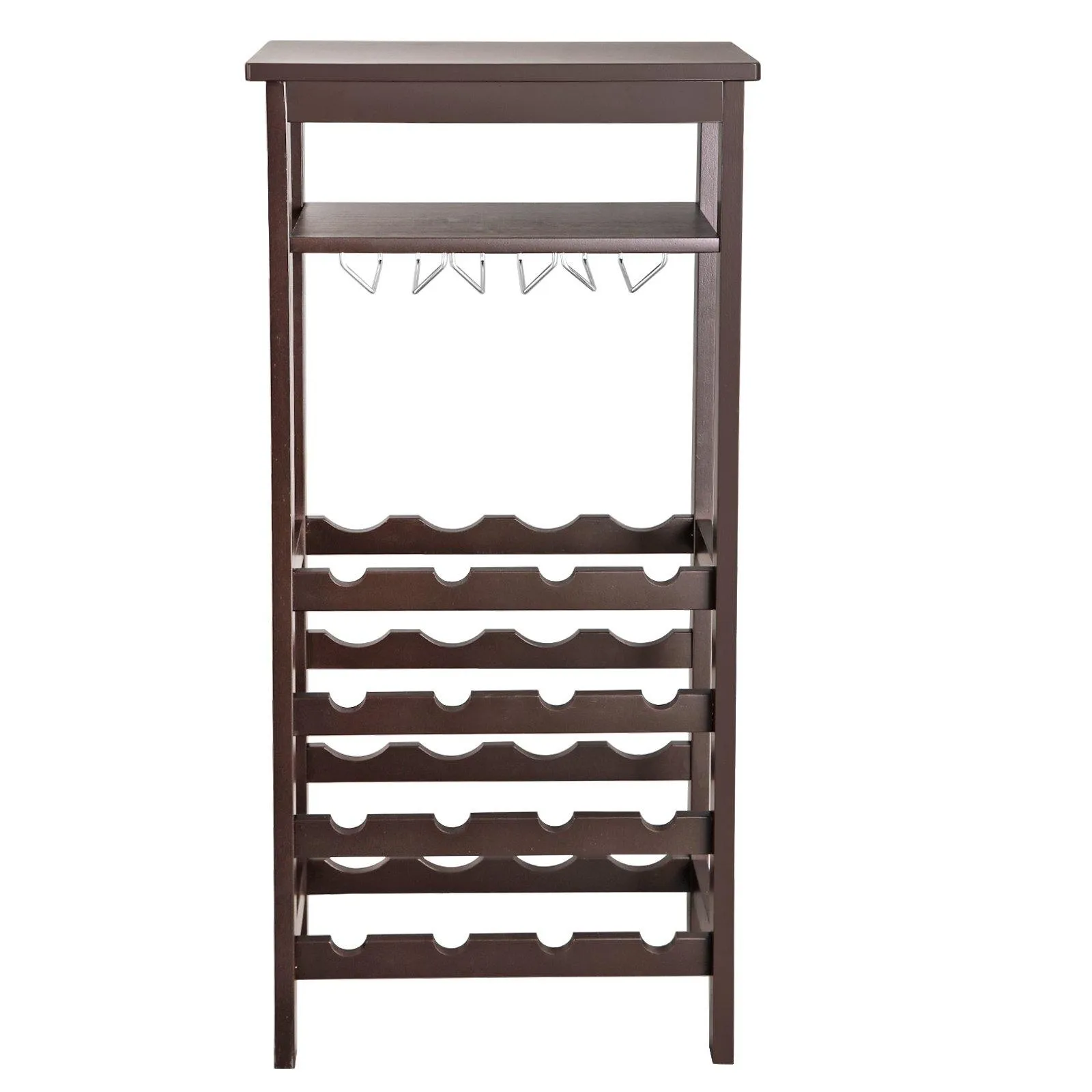 ZENY™ 16-Bottle Natural Bamboo Wine Display Rack, Free Standing Wine Bottles Storage Shelf