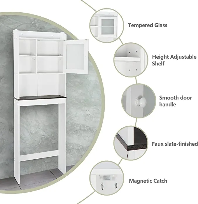 ZENY™ New Version Over-The-Toilet Bathroom Storage Cabinet Freestanding Wooden Bathroom Organizer w/Adjustable Shelves