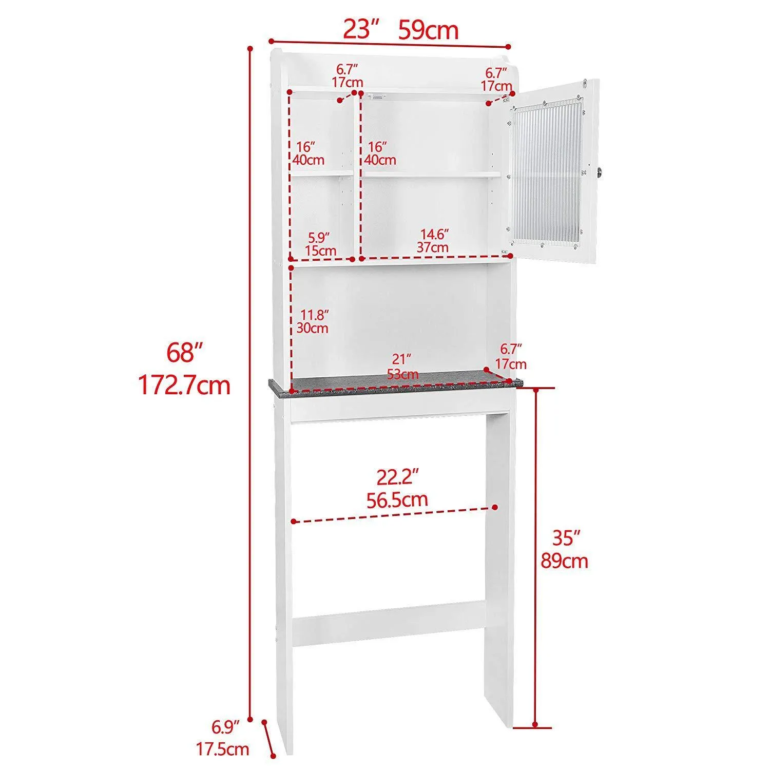 ZENY™ New Version Over-The-Toilet Bathroom Storage Cabinet Freestanding Wooden Bathroom Organizer w/Adjustable Shelves