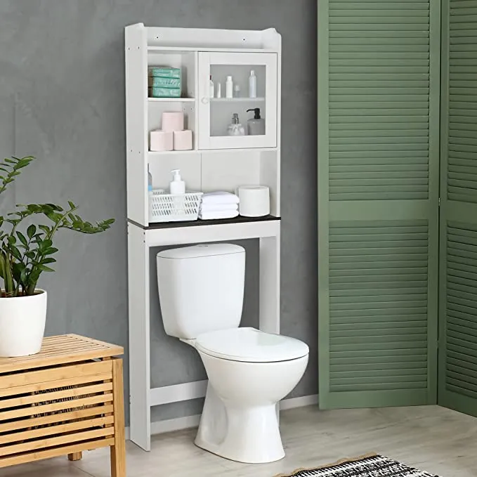 ZENY™ New Version Over-The-Toilet Bathroom Storage Cabinet Freestanding Wooden Bathroom Organizer w/Adjustable Shelves