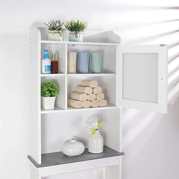 ZENY™ New Version Over-The-Toilet Bathroom Storage Cabinet Freestanding Wooden Bathroom Organizer w/Adjustable Shelves