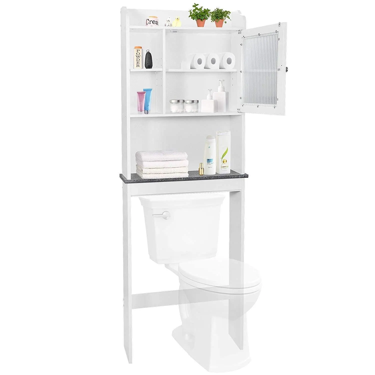 ZENY™ New Version Over-The-Toilet Bathroom Storage Cabinet Freestanding Wooden Bathroom Organizer w/Adjustable Shelves